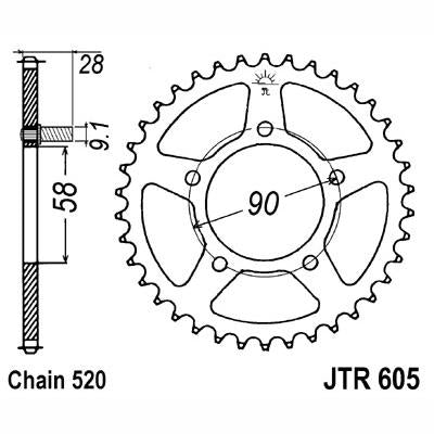 JT JTR605,39 Chain Sprocket