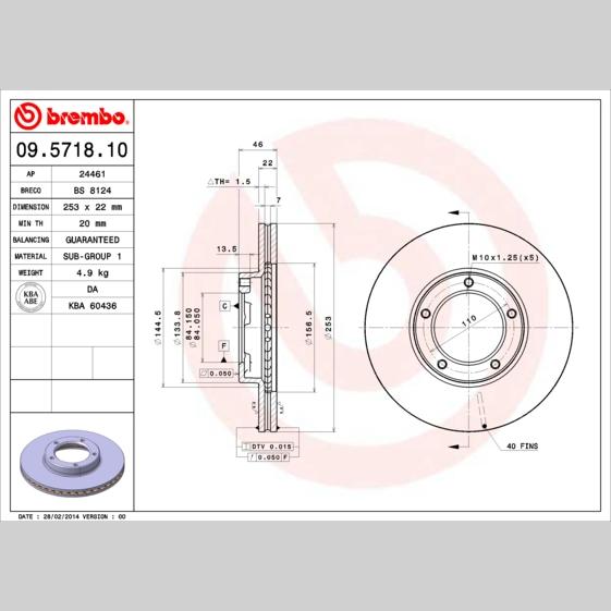 BPART F-1510 Disc Brake Caliper Repair Kit