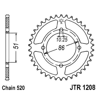 JT JTR1208,44 Chain Sprocket