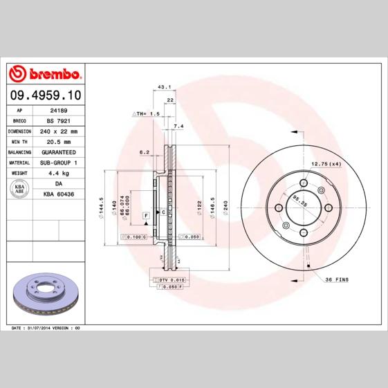 OE IVECO 93161759 Disc Brake Caliper Repair Kit