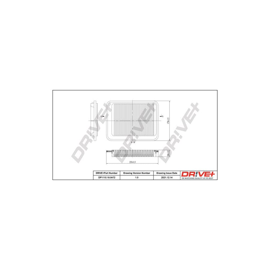 Dr!Ve+ Dp1110.10.0472 Air Filter For Hyundai I10 I (Pa)