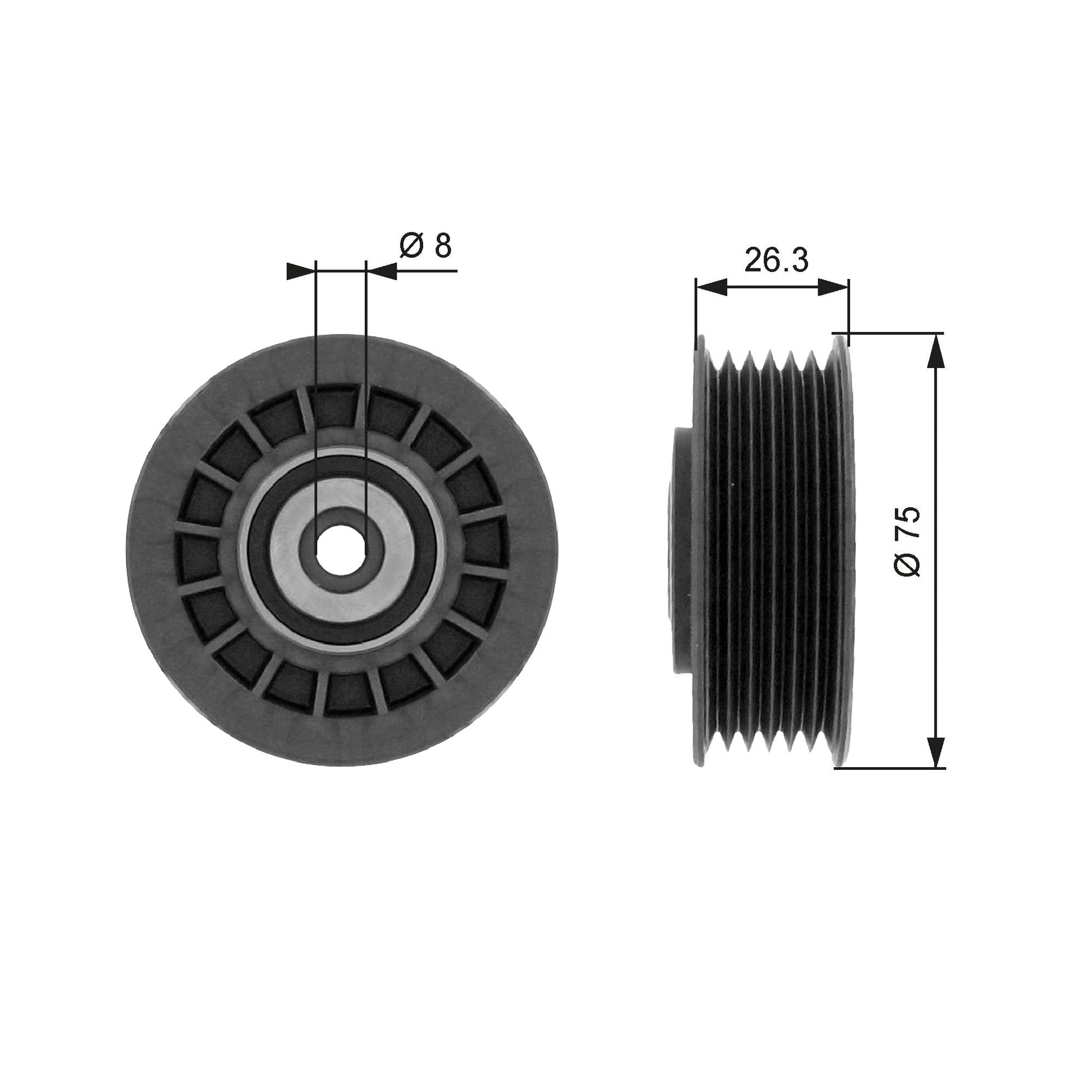 GATES GATT38092 V-Ribbed Belt Deflection/Guide Pulley