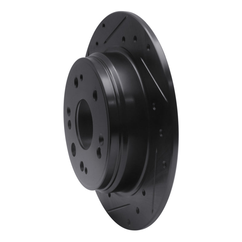 R1 Concepts R1 02-04 Honda CR-V Rear Left Drilled & Slotted Black Brake Rotor
