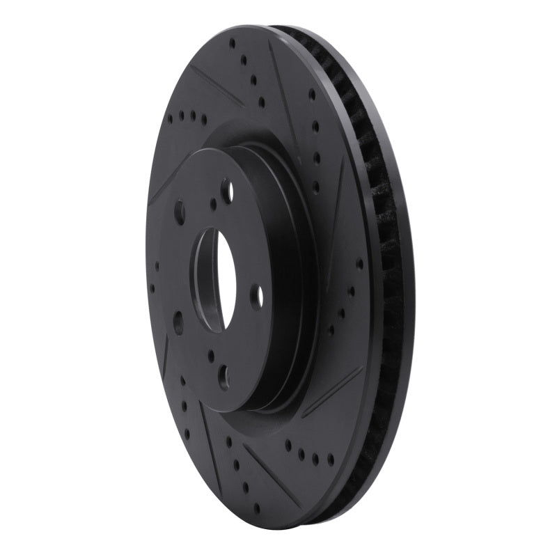 R1 Concepts R1 06-10 BMW 530XI Rear Right Drilled & Slotted Black Brake Rotor