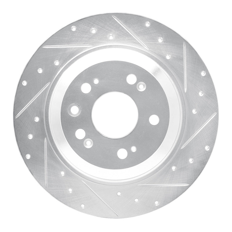 R1 Concepts R1 09-14 Acura TL Rear Right Drilled & Slotted Silver Brake Rotor
