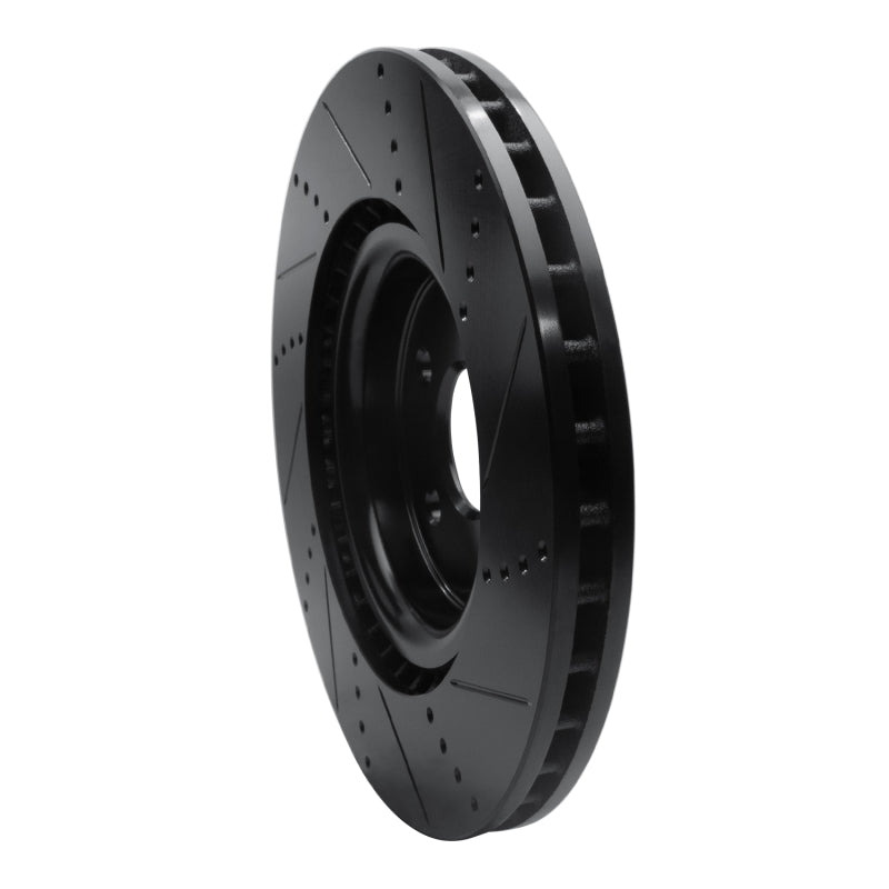 R1 Concepts R1 2012-2025 Dodge Durango Front Left Drilled & Slotted Black Brake Rotor