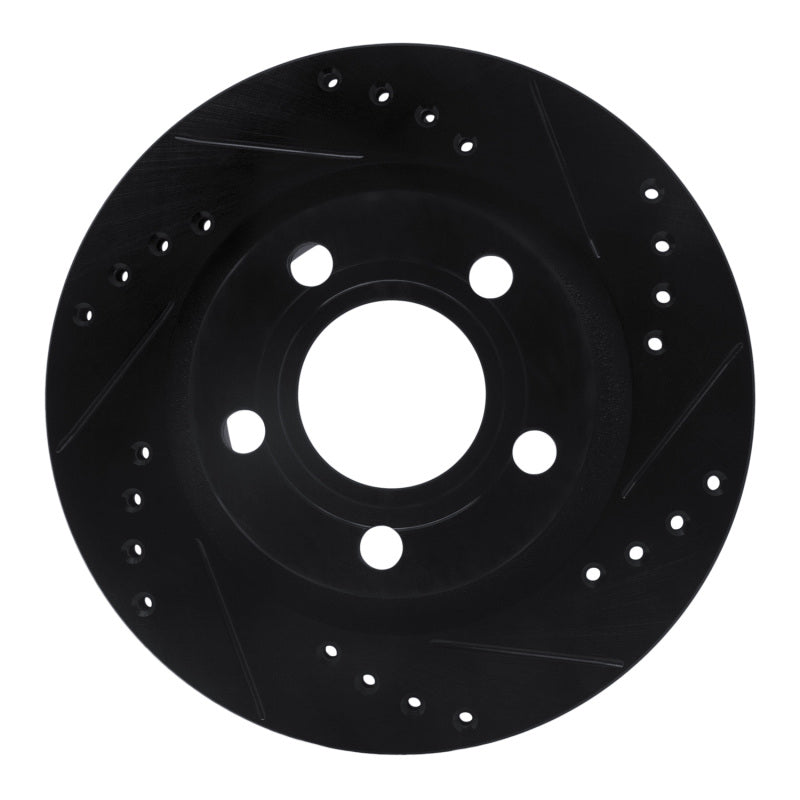 R1 Concepts R1 99-05 Audi A6 Quattro Rear Right Drilled & Slotted Black Brake Rotor
