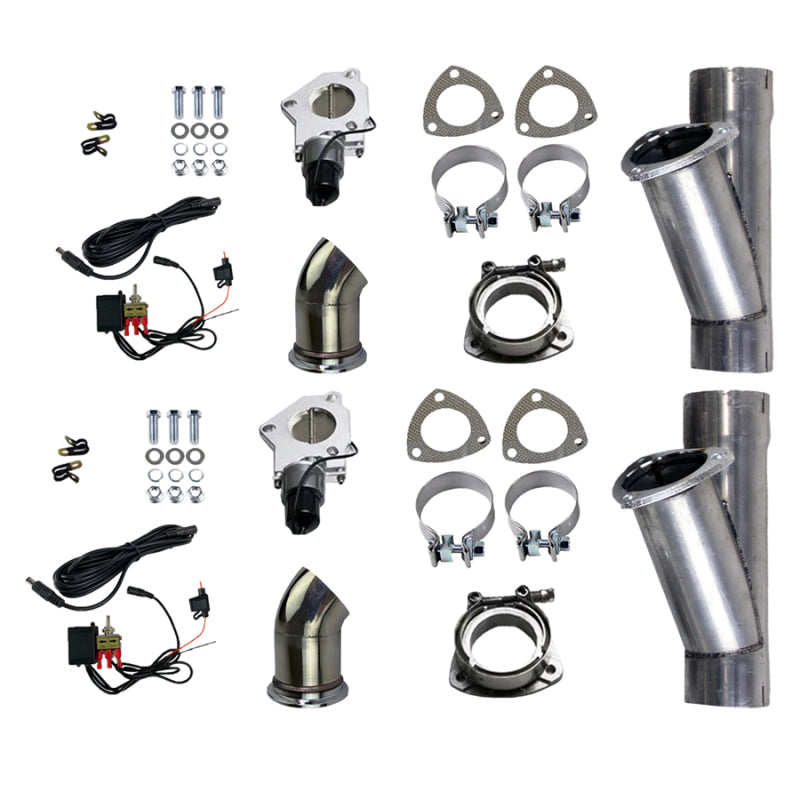 Granatelli Motor Sports Granatelli 2.25in Alum Mild Steel Electronic Dual Slip Fit Exhaust Cutout w/Band Clamps