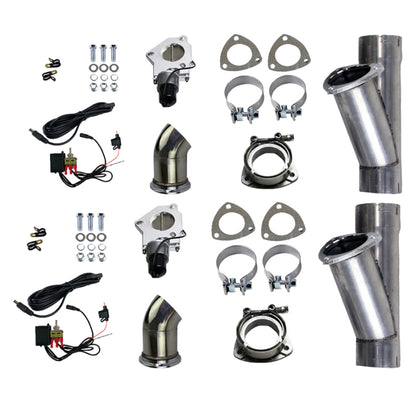 Granatelli Motor Sports Granatelli 2.25in Alum Mild Steel Electronic Dual Slip Fit Exhaust Cutout w/Band Clamps