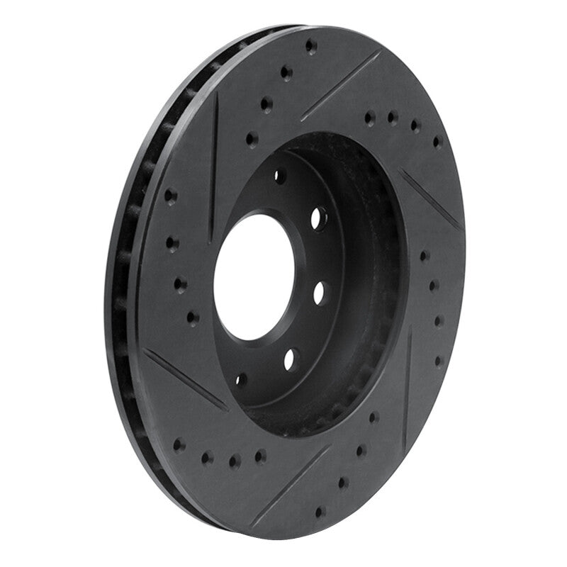 R1 Concepts R1 90-93 Mitsubishi Galant Front Right Drilled & Slotted Black Brake Rotor
