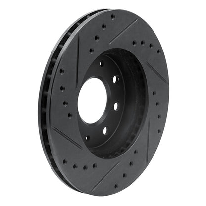 R1 Concepts R1 90-93 Mitsubishi Galant Front Right Drilled & Slotted Black Brake Rotor