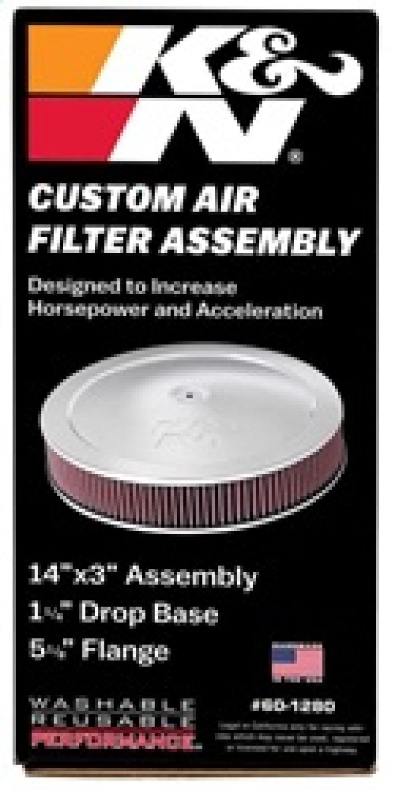 K&N Engineering K&N 14in Red Custom Air Cleaner Assembly - 5.125in ID x 14in OD x 2.75in H x 1.25in Drop Base