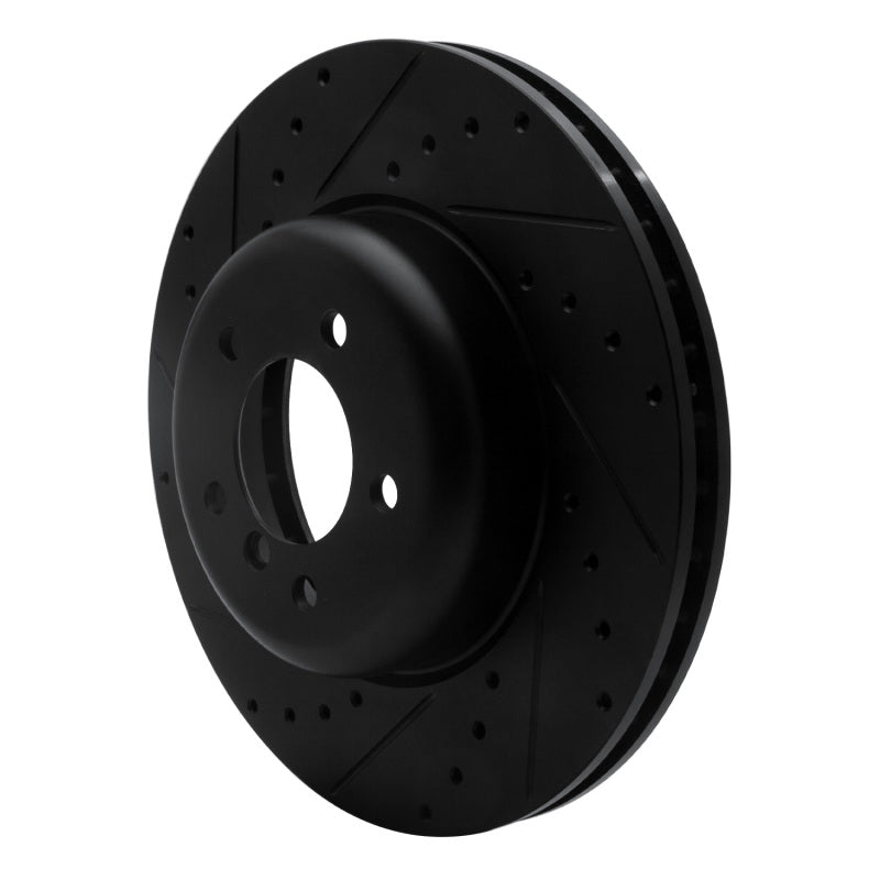 R1 Concepts R1 04-10 BMW 550I Front Left Drilled & Slotted Black Brake Rotor