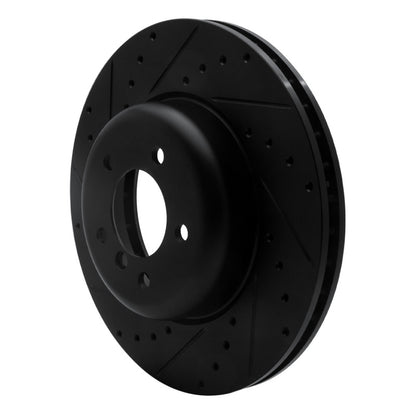 R1 Concepts R1 04-10 BMW 550I Front Left Drilled & Slotted Black Brake Rotor