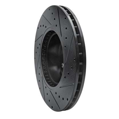 R1 Concepts R1 11-18 BMW X4 Front Left Drilled & Slotted Black Brake Rotor