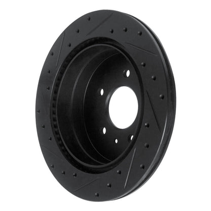 R1 Concepts R1 07-15 Chevrolet Captiva Rear Right Drilled & Slotted Black Brake Rotor