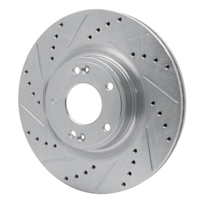 R1 Concepts R1 10-16 Hyundai Genesis Coupe Front Left Drilled & Slotted Silver Brake Rotor
