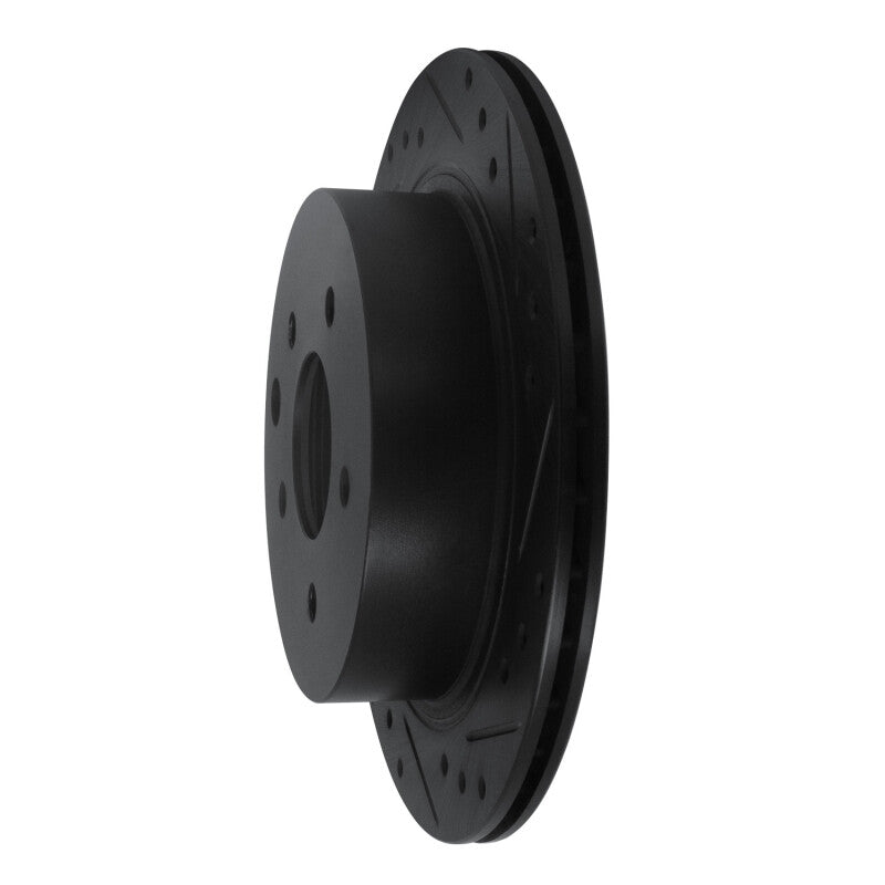 R1 Concepts R1 93-01 Infiniti Q45 Rear Right Drilled & Slotted Black Brake Rotor