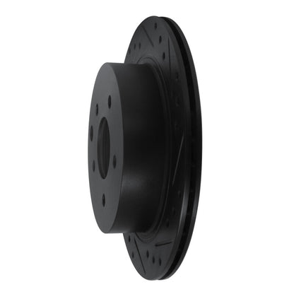 R1 Concepts R1 93-01 Infiniti Q45 Rear Right Drilled & Slotted Black Brake Rotor