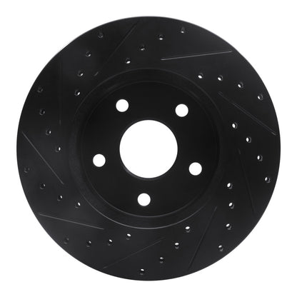 R1 Concepts R1 99-04 Jeep Grand Cherokee Front Right Drilled & Slotted Black Brake Rotor