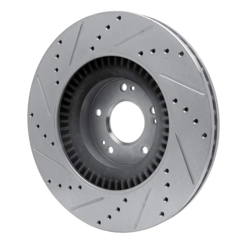R1 Concepts R1 11-17 Genesis G80 Front Right Drilled & Slotted Silver Brake Rotor