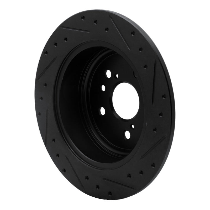 R1 Concepts R1 08-13 Toyota Highlander Rear Left Drilled & Slotted Black Brake Rotor