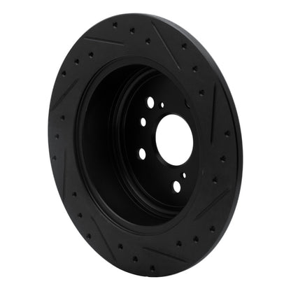 R1 Concepts R1 08-13 Toyota Highlander Rear Left Drilled & Slotted Black Brake Rotor
