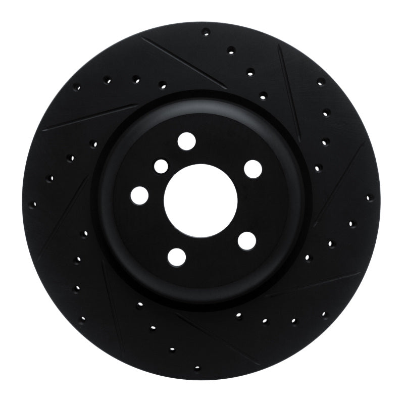 R1 Concepts R1 16-25 BMW 330e Rear Right Drilled & Slotted Black Brake Rotor