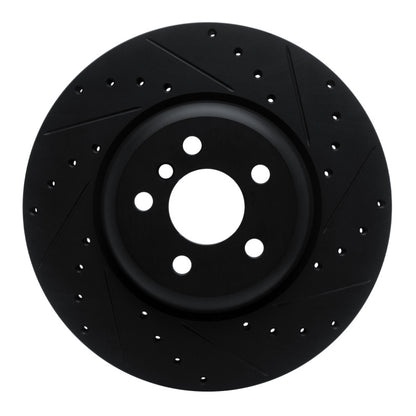 R1 Concepts R1 16-25 BMW 330e Rear Right Drilled & Slotted Black Brake Rotor