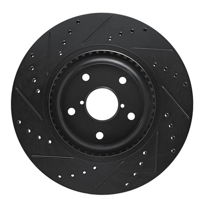R1 Concepts R1 20-25 Subaru Crosstrek Front Right Drilled & Slotted Black Brake Rotor