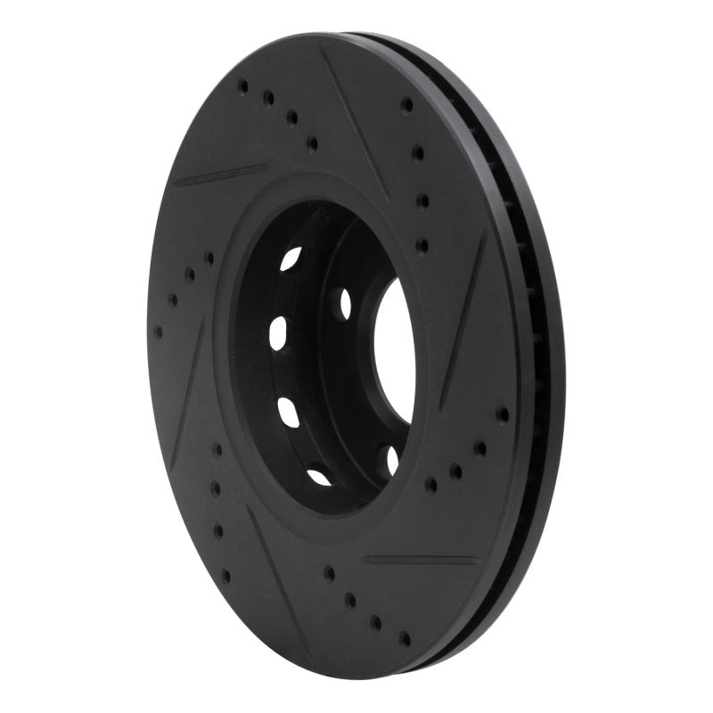 R1 Concepts R1 90-98 Audi Cabriolet Front Left Drilled & Slotted Black Brake Rotor
