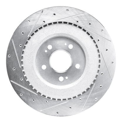 R1 Concepts R1 21-26 Genesis G80 Rear Right Drilled & Slotted Silver Brake Rotor