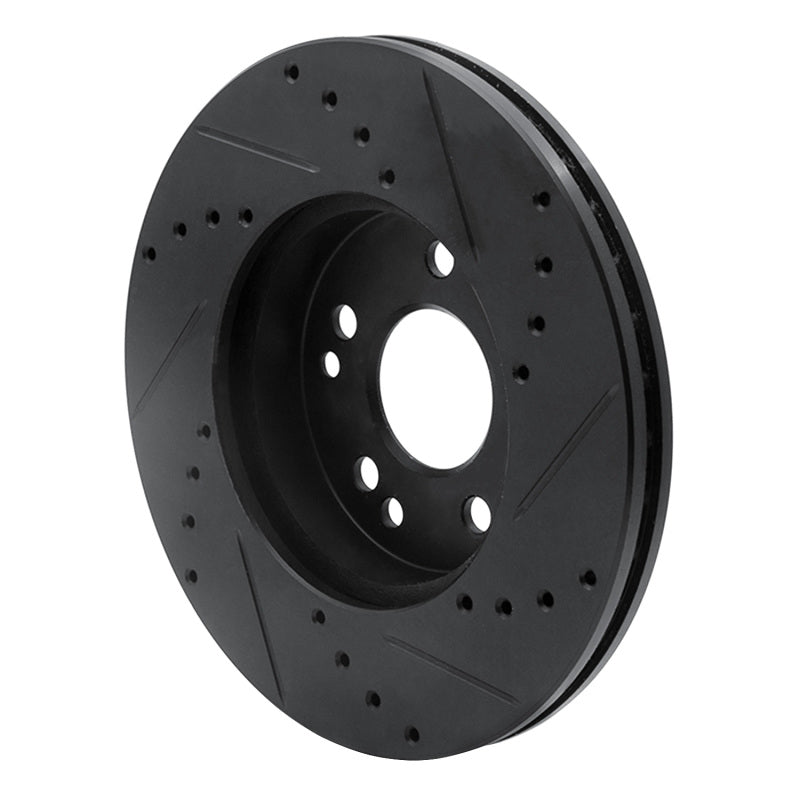 R1 Concepts R1 90-95 Mercedes-Benz E420 Front Left Drilled & Slotted Black Brake Rotor