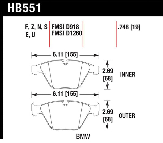 Hawk Performance Hawk 07-09 BMW 335d/335i/335xi / 08-09 328i/M3 HPS Street Front Brake Pads