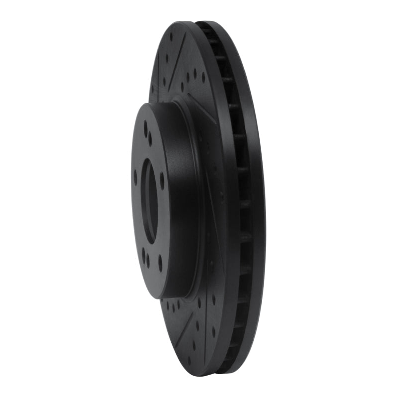 R1 Concepts R1 90-97 Infiniti J30 Front Left Drilled & Slotted Black Brake Rotor