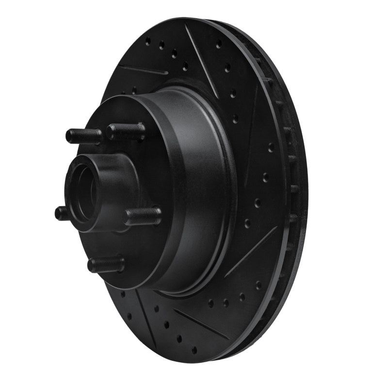 R1 Concepts R1 68-73 Ford Mustang Front Right Drilled & Slotted Black Brake Rotor