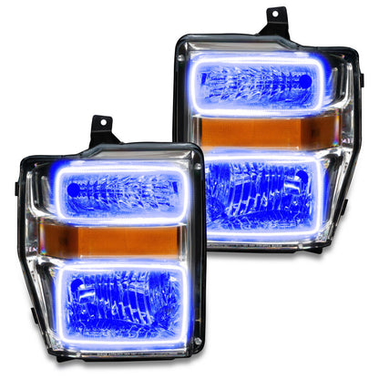 ORACLE Lighting Oracle 08-10 Ford F250/350 Pre-Assembled Halo Headlights - Chrome Housing - ColorSHIFT