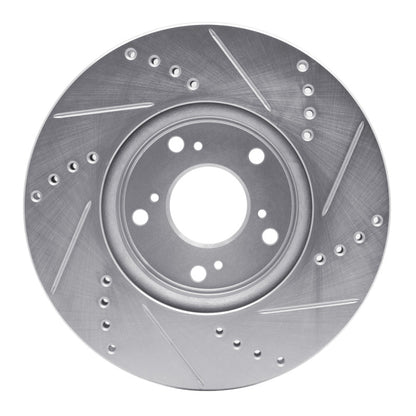 R1 Concepts R1 13-22 Honda Accord Sedan Front Left Drilled & Slotted Silver Brake Rotor