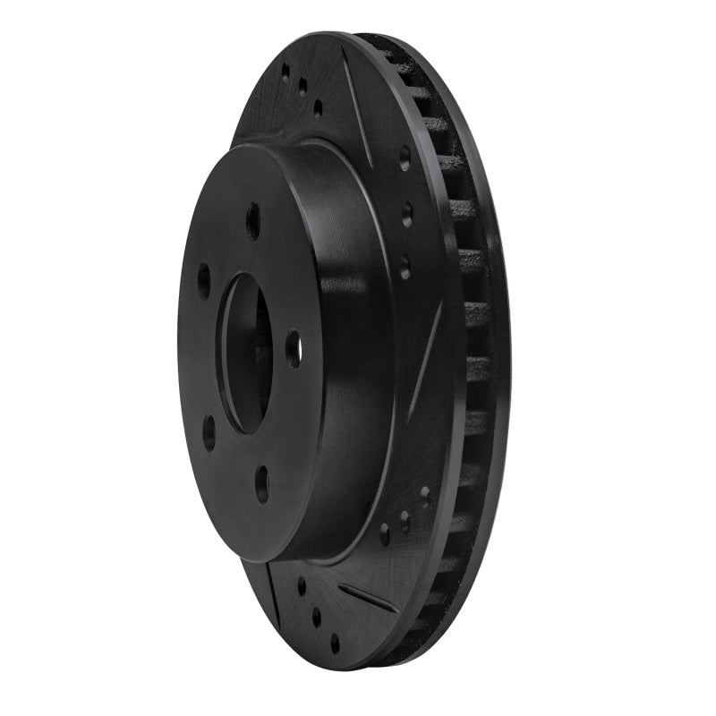 R1 Concepts R1 90-92 Ford Taurus SHO Rear Right Drilled & Slotted Black Brake Rotor