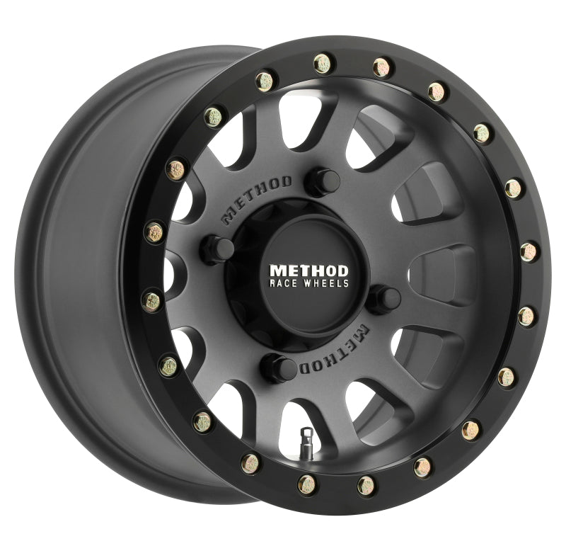 Method Wheels Method MR401 UTV Beadlock 15x7 / 4+3/13mm Offset / 4x156 / 132mm CB Titanium Wheel- Matte Black Ring
