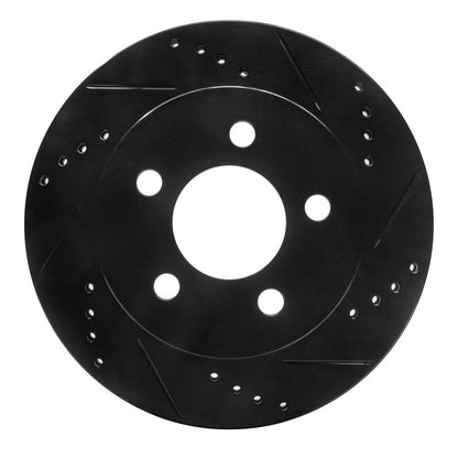 R1 Concepts R1 99-06 Jeep Wrangler Front Right Drilled & Slotted Black Brake Rotor