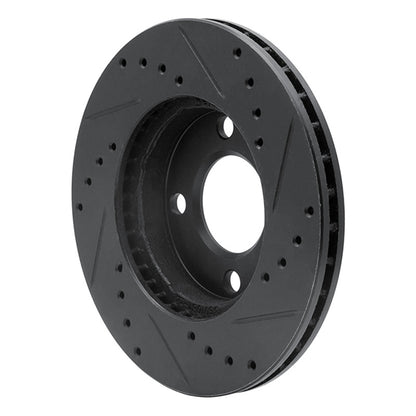 R1 Concepts R1 78-92 Audi 80 Front Left Drilled & Slotted Black Brake Rotor