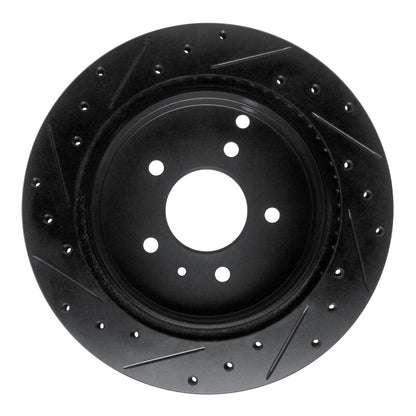 R1 Concepts R1 07-15 Chevrolet Captiva Rear Right Drilled & Slotted Black Brake Rotor