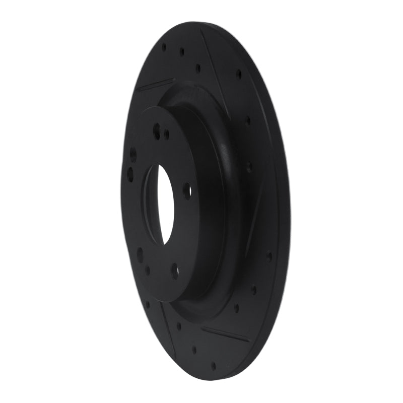 R1 Concepts R1 17-20 Honda Civic Sedan Rear Right Drilled & Slotted Black Brake Rotor