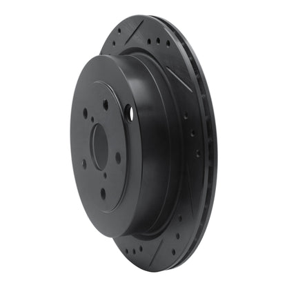 R1 Concepts R1 06-14 Subaru Tribeca Rear Left Drilled & Slotted Black Brake Rotor