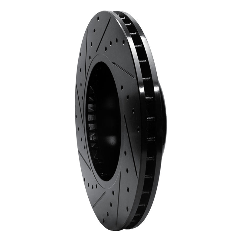 R1 Concepts R1 04-10 BMW 650I Convertible Front Right Drilled & Slotted Black Brake Rotor