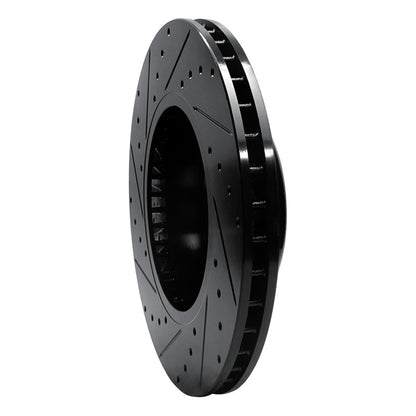 R1 Concepts R1 04-10 BMW 650I Convertible Front Right Drilled & Slotted Black Brake Rotor