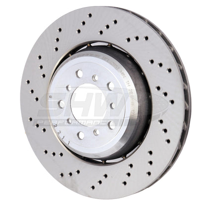 SHW Performance SHW 08-13 BMW M3 4.0L Left Front Cross-Drilled Lightweight Brake Rotor (34112283801)