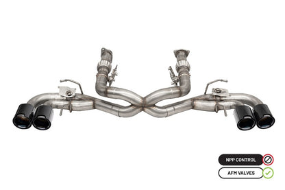 CORSA Performance Corsa 2020-2025 Chevrolet Corvette C8 RWD 3in Delete 4 Valve Cat-Back w/NPP w/4.5in CF Black PVDTips