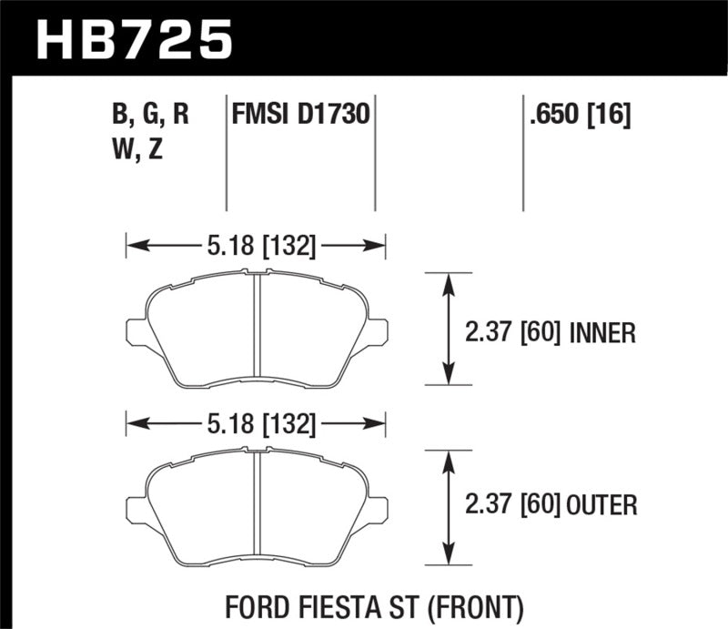 Hawk Performance Hawk 2014 Ford Fiesta ST HPS 5.0 Front Brake Pads